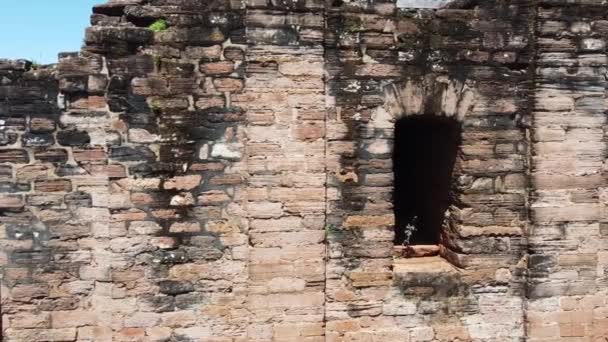 Sidoflygning Från Fönstret Tornet Ruinerna Tavarangue — Stockvideo