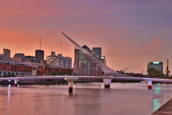 stock image La Mujer Bridge in Buenos Aires with scaffolding and under restoration