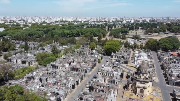 Panorama Obszaru Skarbców Panteonów Cmentarza Publicznego Chacarita Buenos Aires — Wideo stockowe
