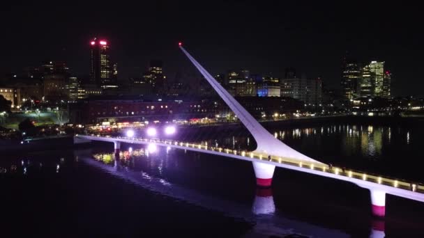Ponte Mulher Noite Puerto Madero Drone — Vídeo de Stock