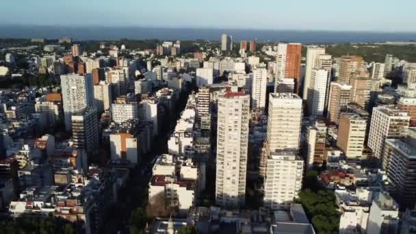 Panoramautsikt Över Stadsdelen Belgrano Och Plata Vid Solnedgången — Stockvideo