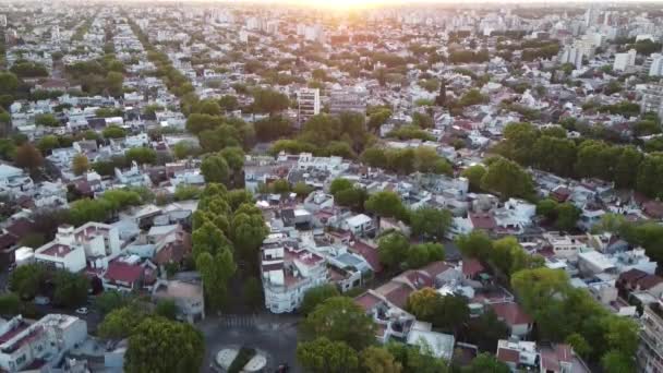Puesta Sol Laberíntico Barrio Porteño Parque Chas Buenos Aires — Vídeos de Stock