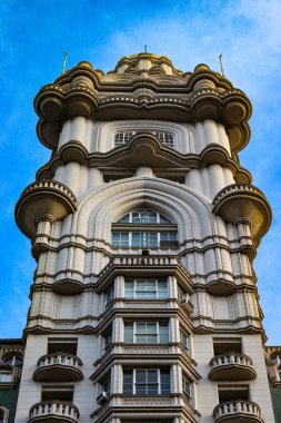 Buenos Aires, Arjantin 'deki Barolo Palace kulesi gün batımının son ışıklarıyla aydınlandı.