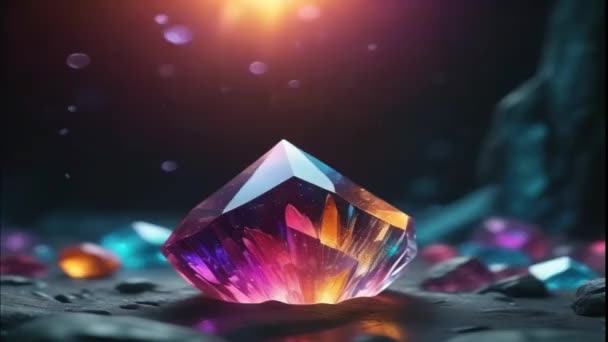 Diamante Pedra Preciosa Cristal Fundo Preto — Vídeo de Stock