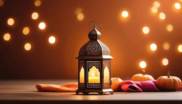 ramadan holiday greeting with lantern and lantern.