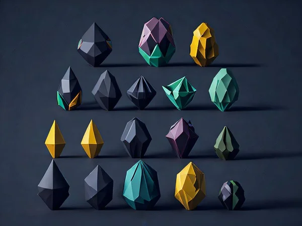 3d illustration of colorful origami flags on a chess board