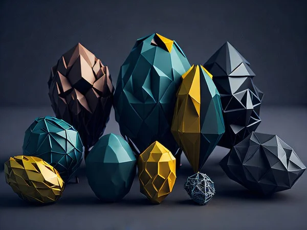 3d illustration of a crystal ball with a low poly shape