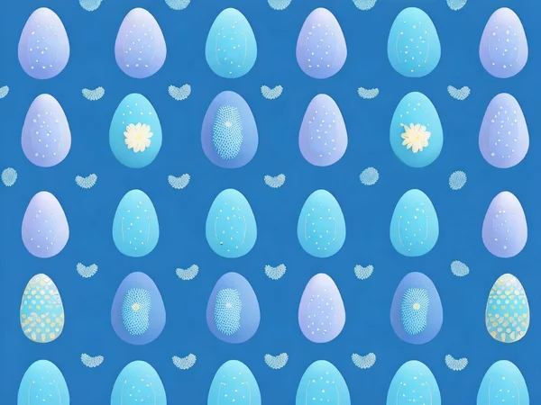 easter eggs with a pattern of blue and white colors. vector illustration.
