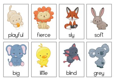 Hayvan Sıfatları Flaşkartları - 1