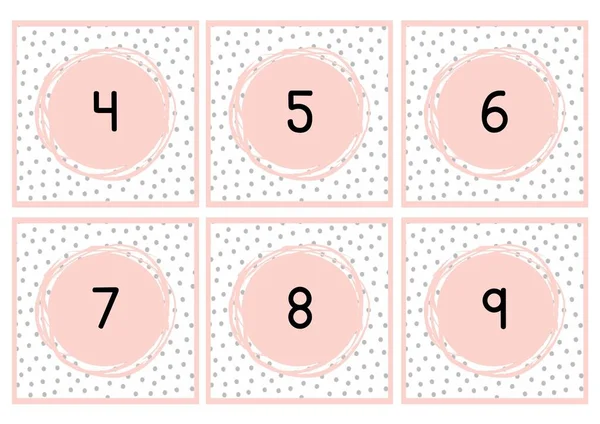 Abstrak Polka Dot Alphabet Dan Nomor Flashcards — Stok Foto