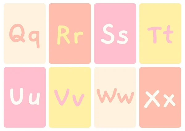 Alfabet Handgeschreven Kleurrijke Flashcard Sheets — Stockfoto