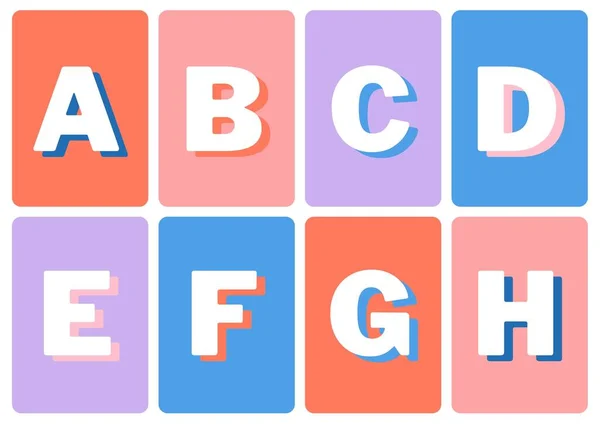 Alfabet Proste Kolorowe Arkusze Flashcard — Zdjęcie stockowe