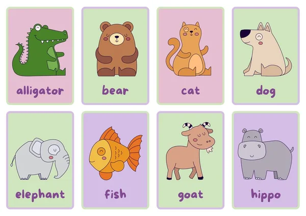 Alfabeto Animale Flashcards — Foto Stock