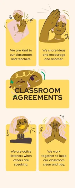 Beige Illustration Classroom Agreements Infographic