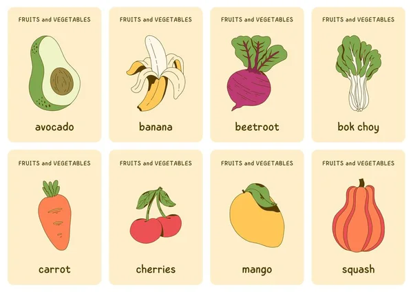 Beige Gefütterte Illustration Food Flashcard — Stockfoto