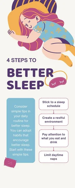 Beige Verspielte Illustration Besserer Schlaf Tipps Infografik — Stockfoto