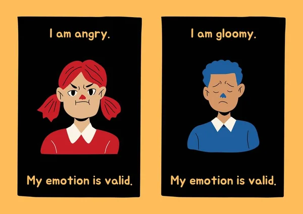 Black Yellow Illustrated Social Emotional Learning Sel Flashcard — Fotografie, imagine de stoc