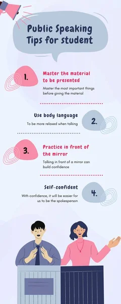 Blue and Pink Creative Public Speaking Tips for Student Infographic