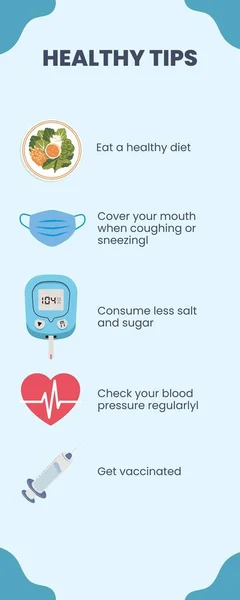 Blue Illustration Healthy Tips Infographics