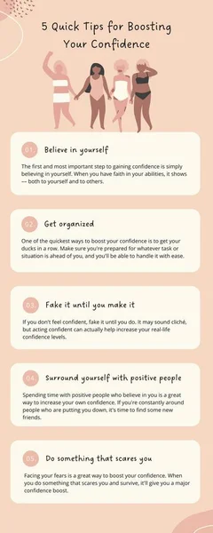 Brown Abstract 5 Quick Tips For Boosting Your Confidence Tips Infographic