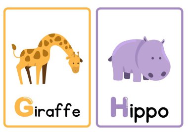Renkli Sevimli Çizgi Roman Hayvanlar Alfabe Kartları - 4