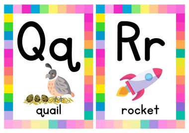 Renkli Resimli Alfabe Kartları - 9