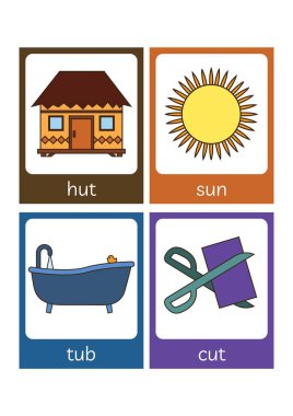Anaokulu okuması için CVC Kısa Vowel u Flashcards - 2