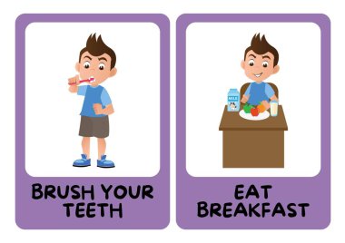 Günlük Rutin Fiiller Flashcards - 2 sanat grafik tasarımı