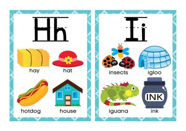 ESL veya ELA Alfabe Flashcards Çocuklar için A-M Flip Book - 5