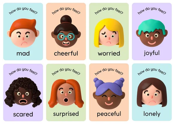Emoções Coloridas Flashcard — Fotografia de Stock