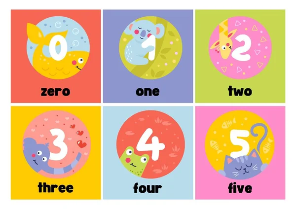 Colorful Animals Numbers to 10 Flashcards - 1