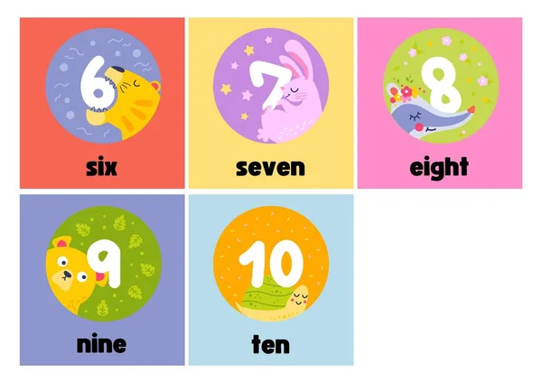 Colorful Animals Numbers to 10 Flashcards - 2