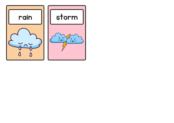 Colorful Cartoon Weather Picture Flashcards — Stok Foto