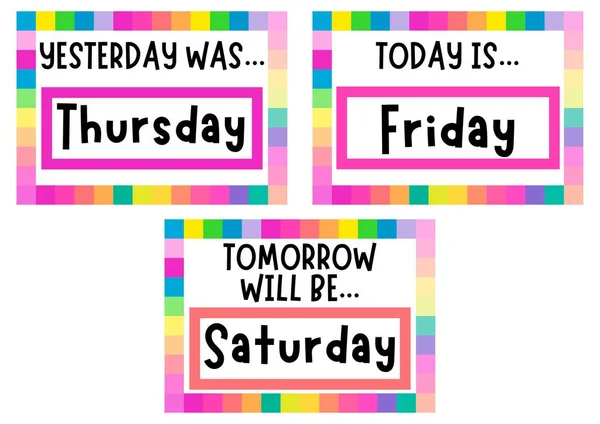 Coloridos Días Semana Circle Time Chart Flashcards Ejemplo — Foto de Stock