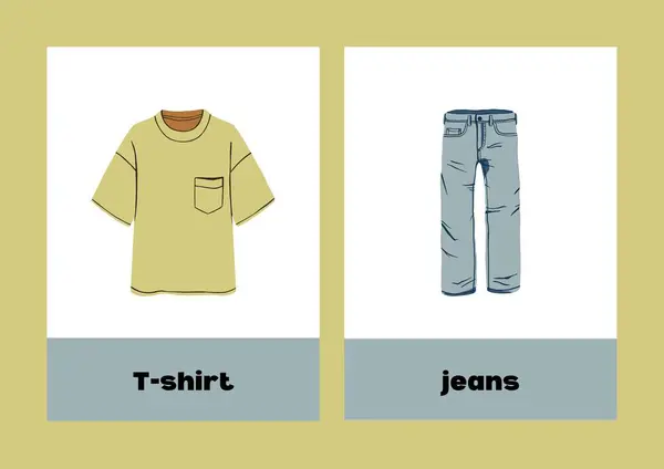 Vocabolario Abbigliamento Elementare Inglese Colorato — Foto Stock