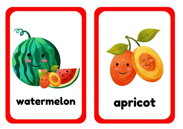 Kleurrijke Fruit Plantaardige Flashcards — Stockfoto