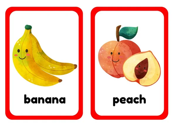 Colorful Fruit Vegetable Flashcards — Stock Photo, Image