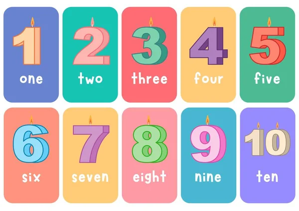Kleurrijke Fun Math Number Flashcards — Stockfoto
