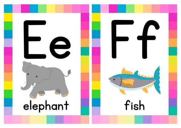 Colorful Illustrative Alphabet Flashcards — Stock Photo, Image