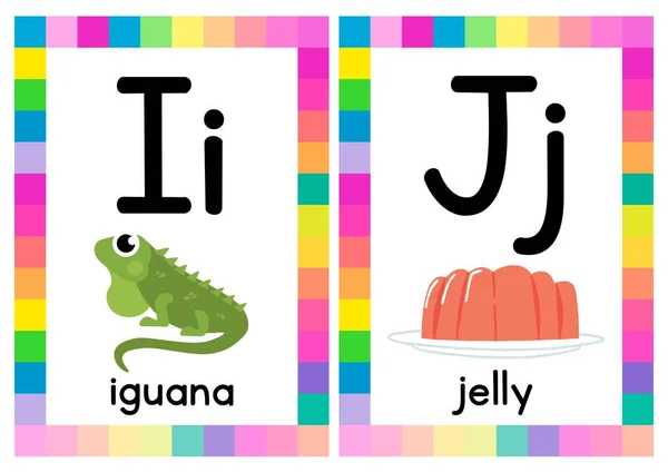 Kolorowe Ilustracyjne Karty Alfabetu — Zdjęcie stockowe