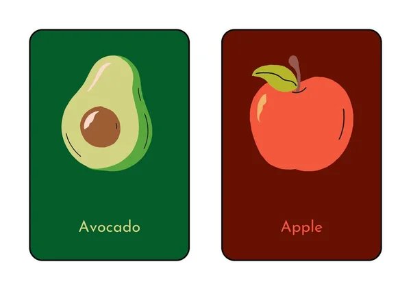 Flashcard Inglês Ilustrativo Colorido Das Frutas — Fotografia de Stock