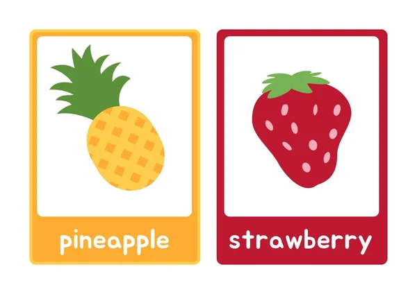 Kleurrijke Illustratieve Fruit Flashcard — Stockfoto
