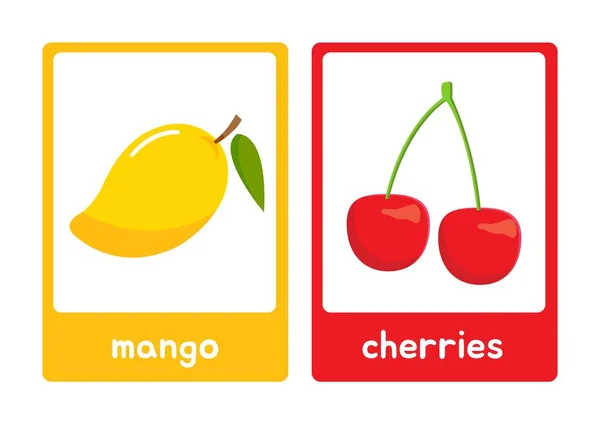 Colorato Illustrativo Frutta Flashcard — Foto Stock