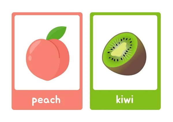 Flashcard Frutas Ilustrativas Coloridas — Fotografia de Stock