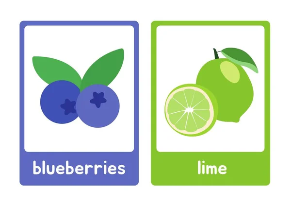 Színes Illusztratív Gyümölcsök Flashcard — Stock Fotó