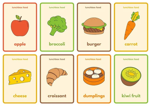 Illustration Doublée Colorée Food Flashcard — Photo