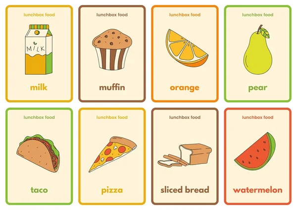 Kleurrijke Gekleurde Illustratie Voedsel Flashcard — Stockfoto