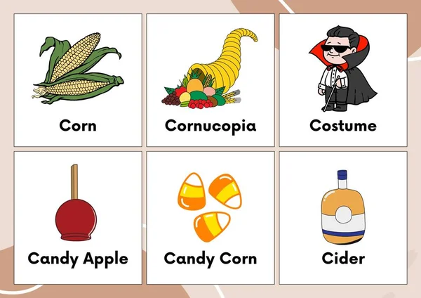 Colorful List of Autumn Words Flashcards - 2