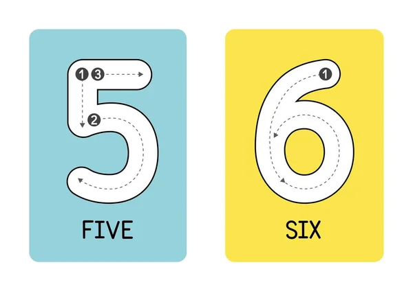 カラフルな数字のトレースフラッシュカード — ストック写真