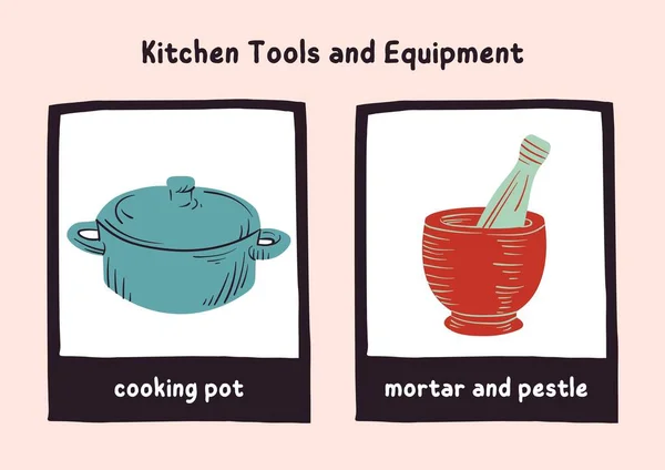 五颜六色的乡村厨房工具及设备闪存卡 — 图库照片